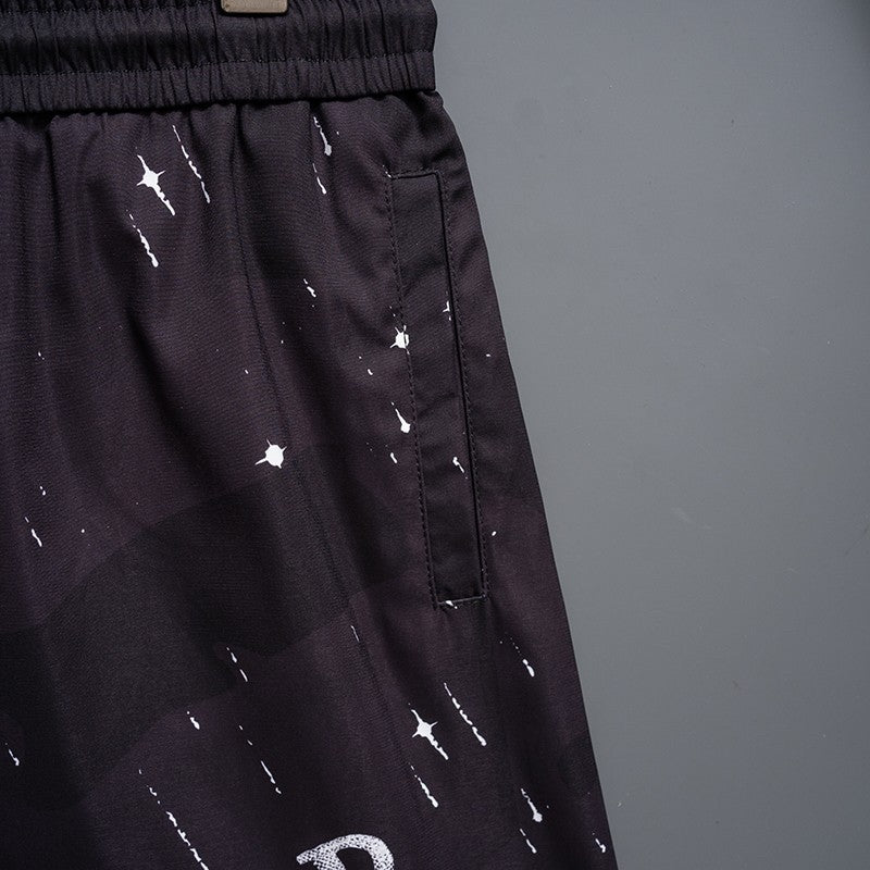 Dior Inspired Men's Speckled Logo Quick-Dry Beach Shorts