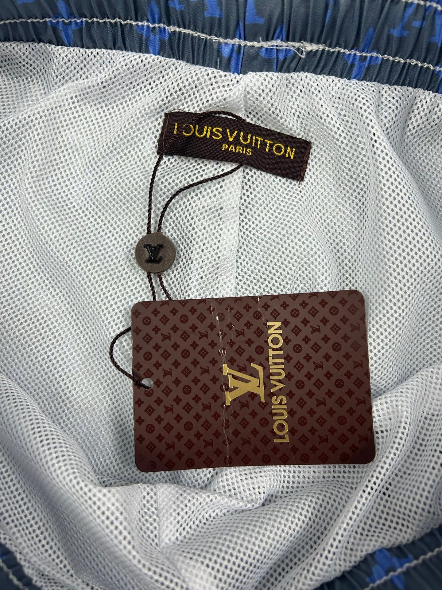 Men's Quick-Dry Swim Shorts with LV-Inspired All-Over Print