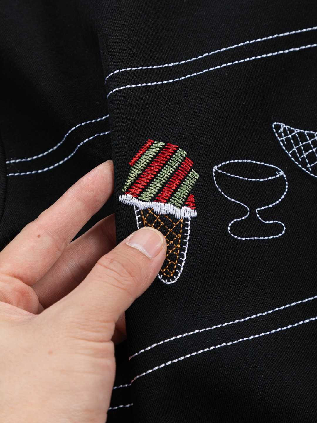 Ice Cream Cone Embroidered T-Shirt | FENDI Inspired Runway Style Unisex Tee