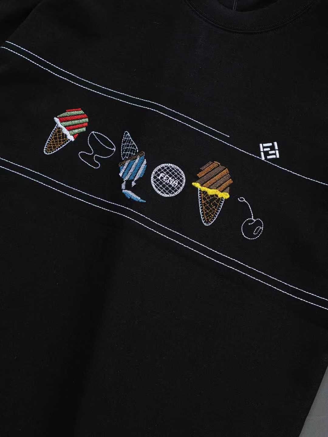 Ice Cream Cone Embroidered T-Shirt | FENDI Inspired Runway Style Unisex Tee