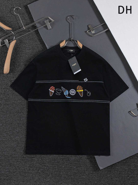Ice Cream Cone Embroidered T-Shirt | FENDI Inspired Runway Style Unisex Tee