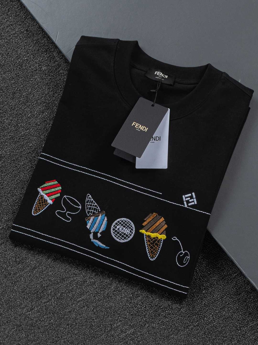 Ice Cream Cone Embroidered T-Shirt | FENDI Inspired Runway Style Unisex Tee