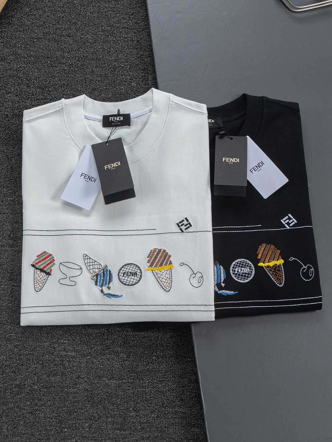 Ice Cream Cone Embroidered T-Shirt | FENDI Inspired Runway Style Unisex Tee