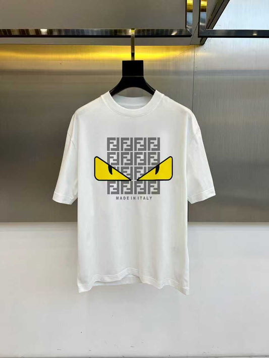 Fendi Inspired Double Yarn Cotton Short Sleeve T-shirt,