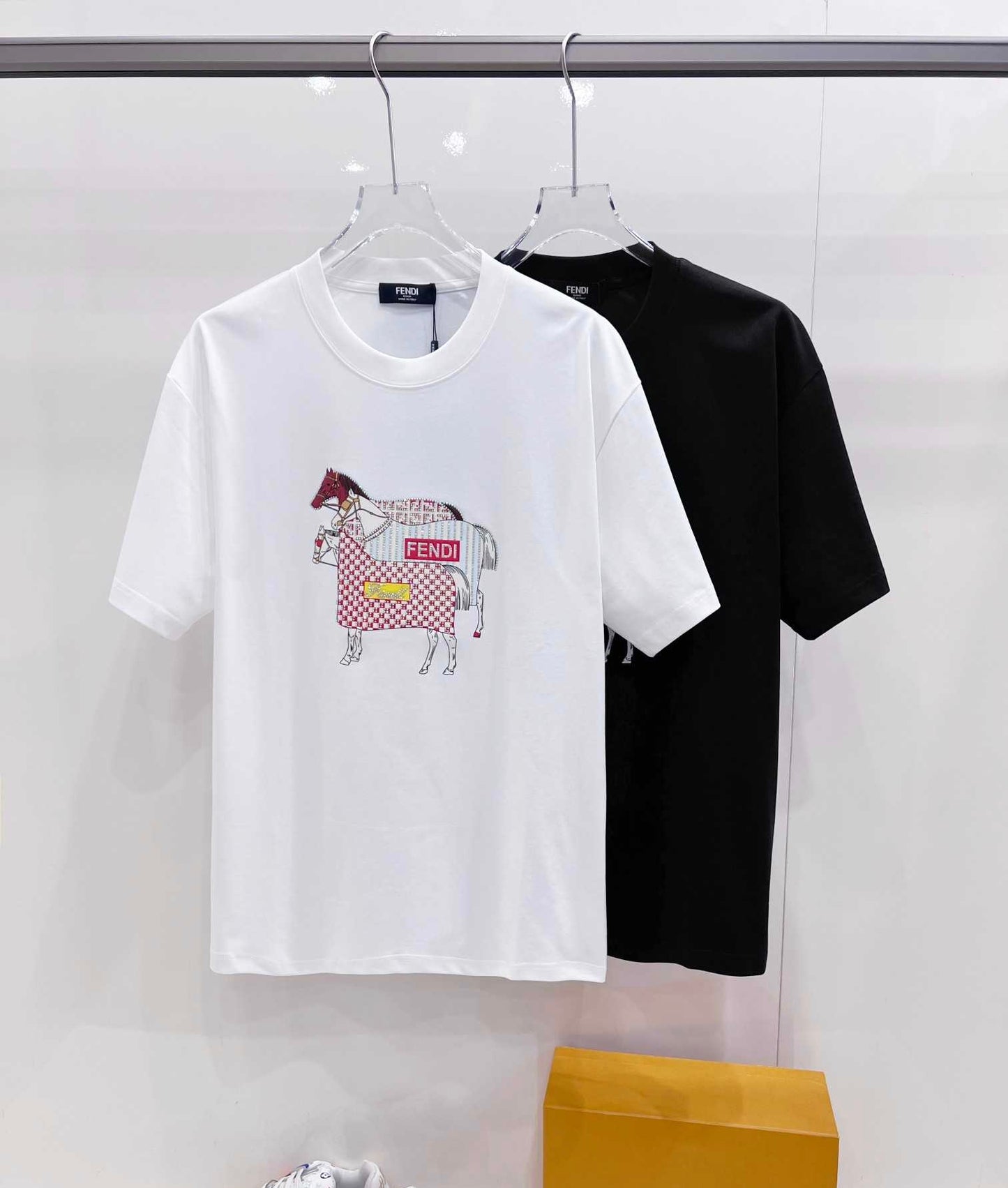 Fendi Inspired 2026 Year of the Horse Printed Rhinestone Crew Neck T-shirt