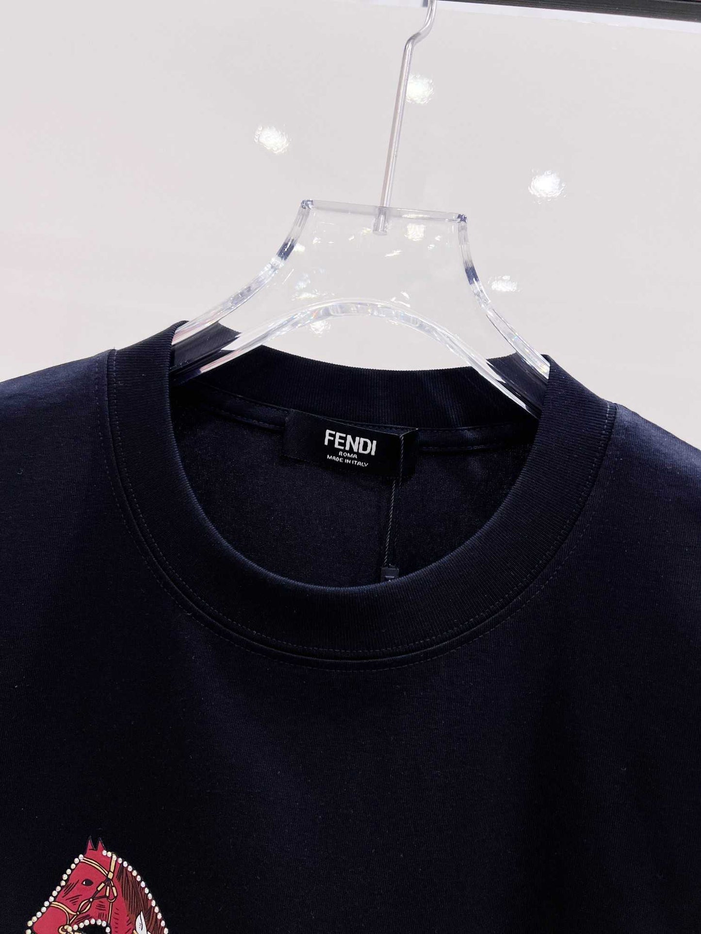 Fendi Inspired 2026 Year of the Horse Printed Rhinestone Crew Neck T-shirt