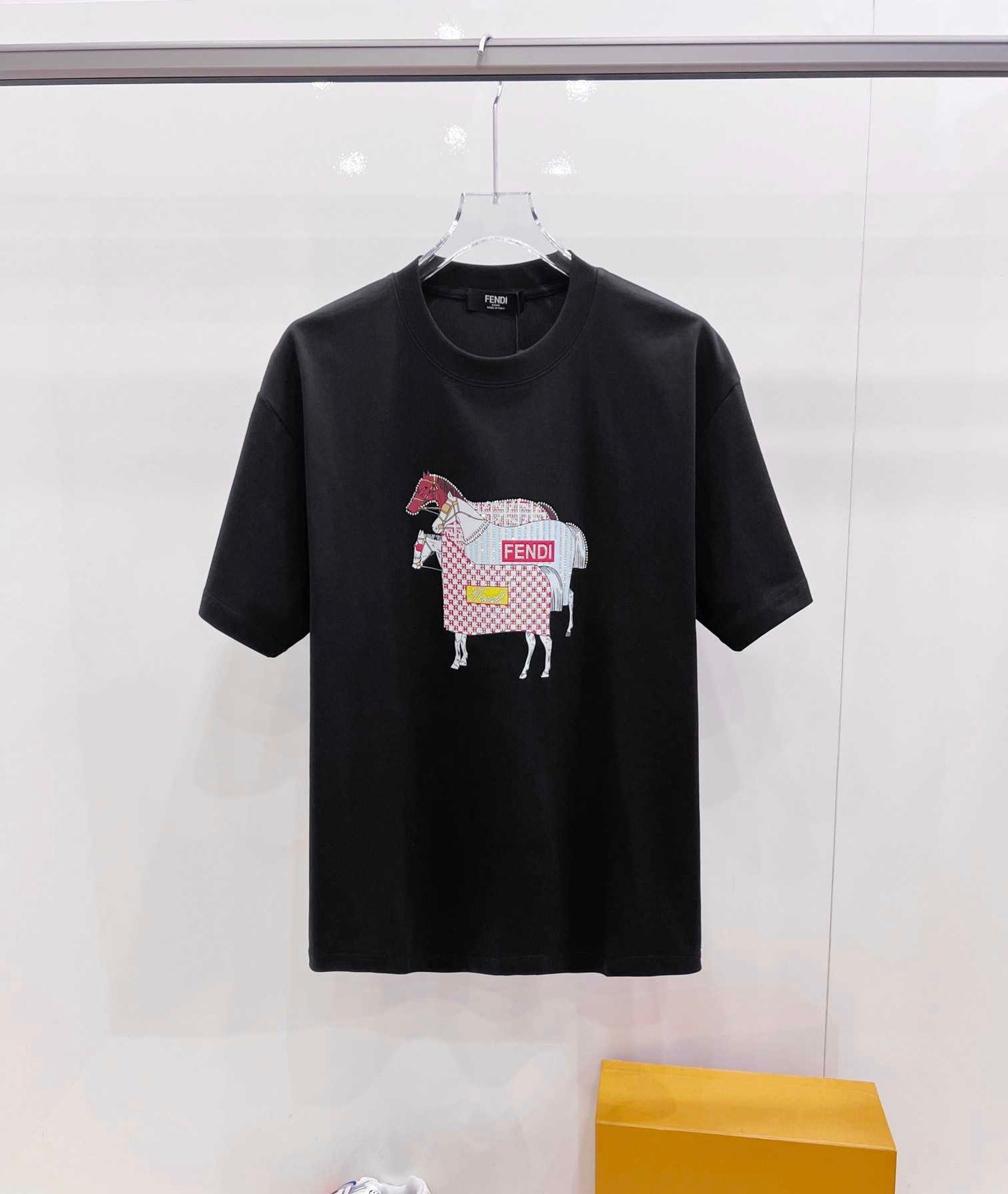 Fendi Inspired 2026 Year of the Horse Printed Rhinestone Crew Neck T-shirt
