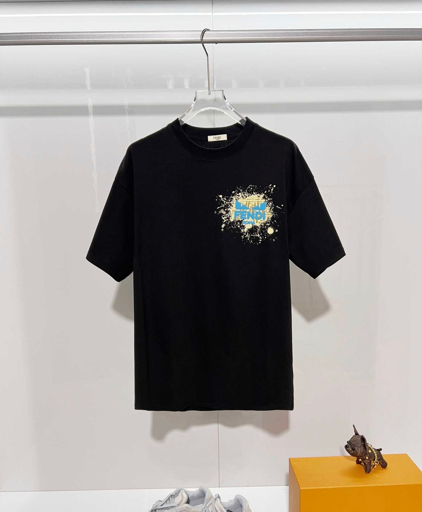 Fendi Inspired 300G Crew Neck T-shirt with Flocked Monster Eyes