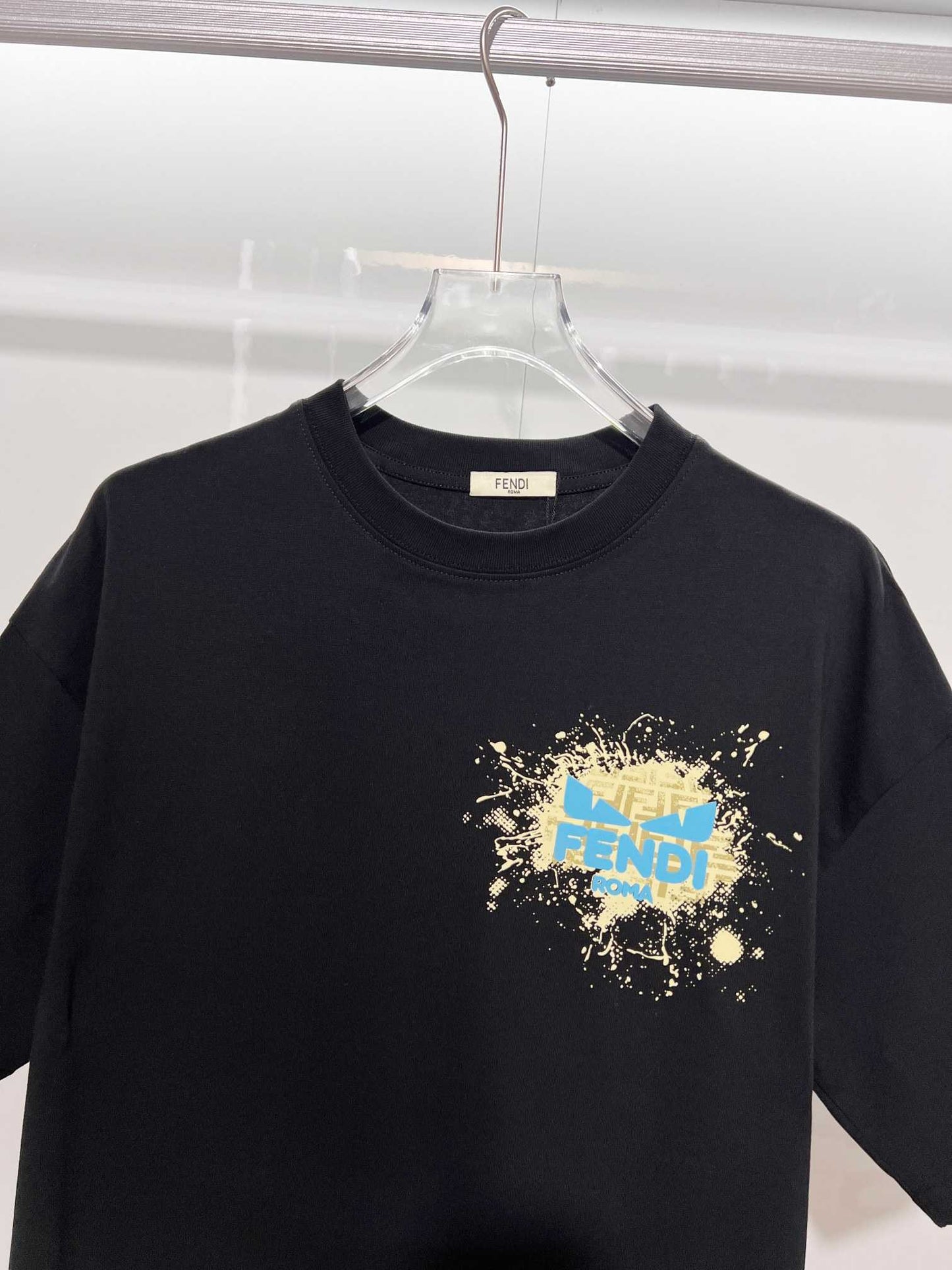 Fendi Inspired 300G Crew Neck T-shirt with Flocked Monster Eyes