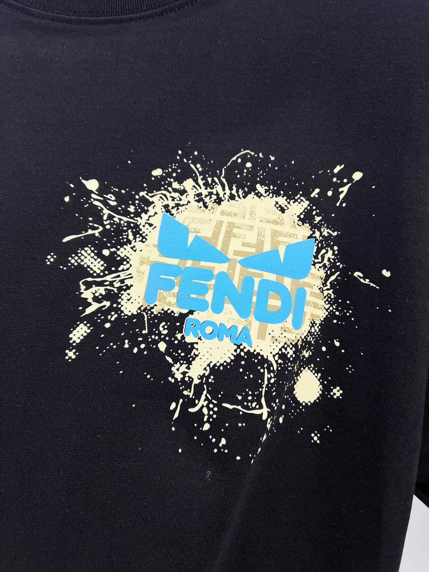 Fendi Inspired 300G Crew Neck T-shirt with Flocked Monster Eyes