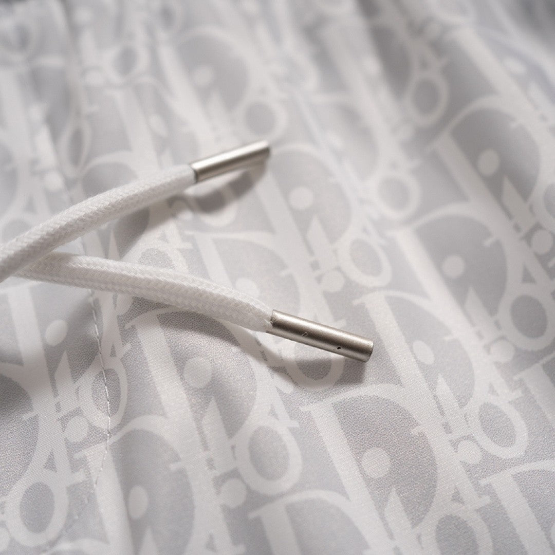 DIOR Inspired Men's Quick-Dry Beach Shorts with All-Over Logo Print