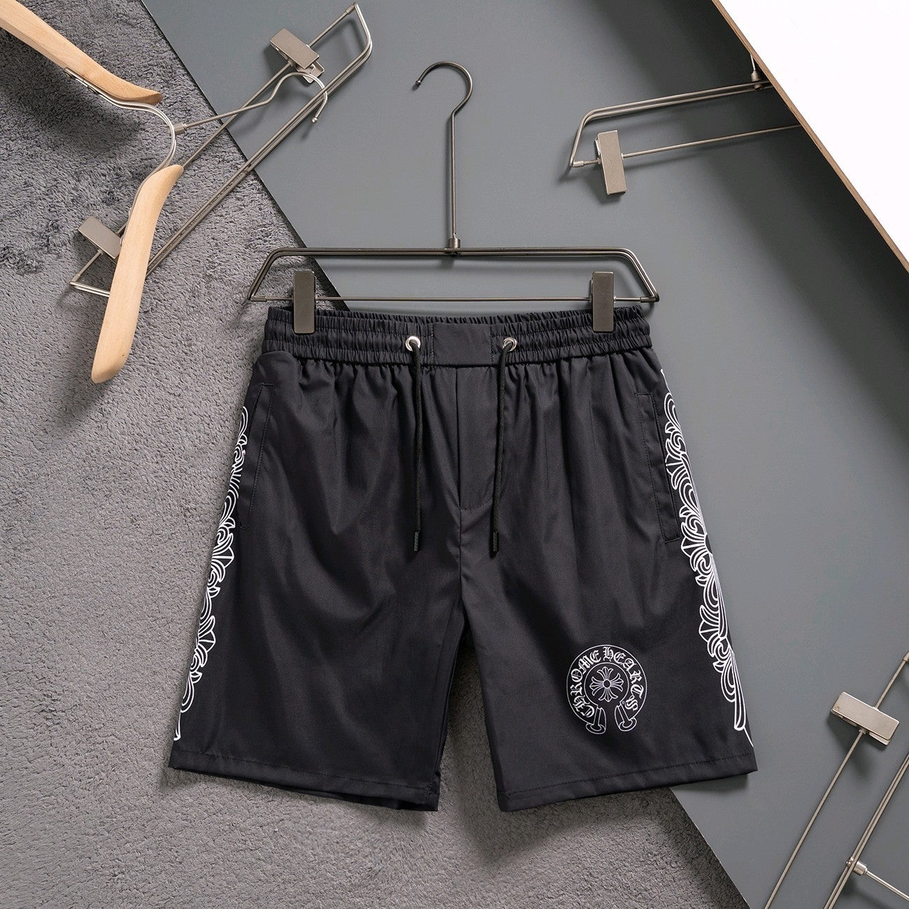 Chrome Hearts Inspired Men's Horseshoe Logo Quick-Dry Beach Shorts