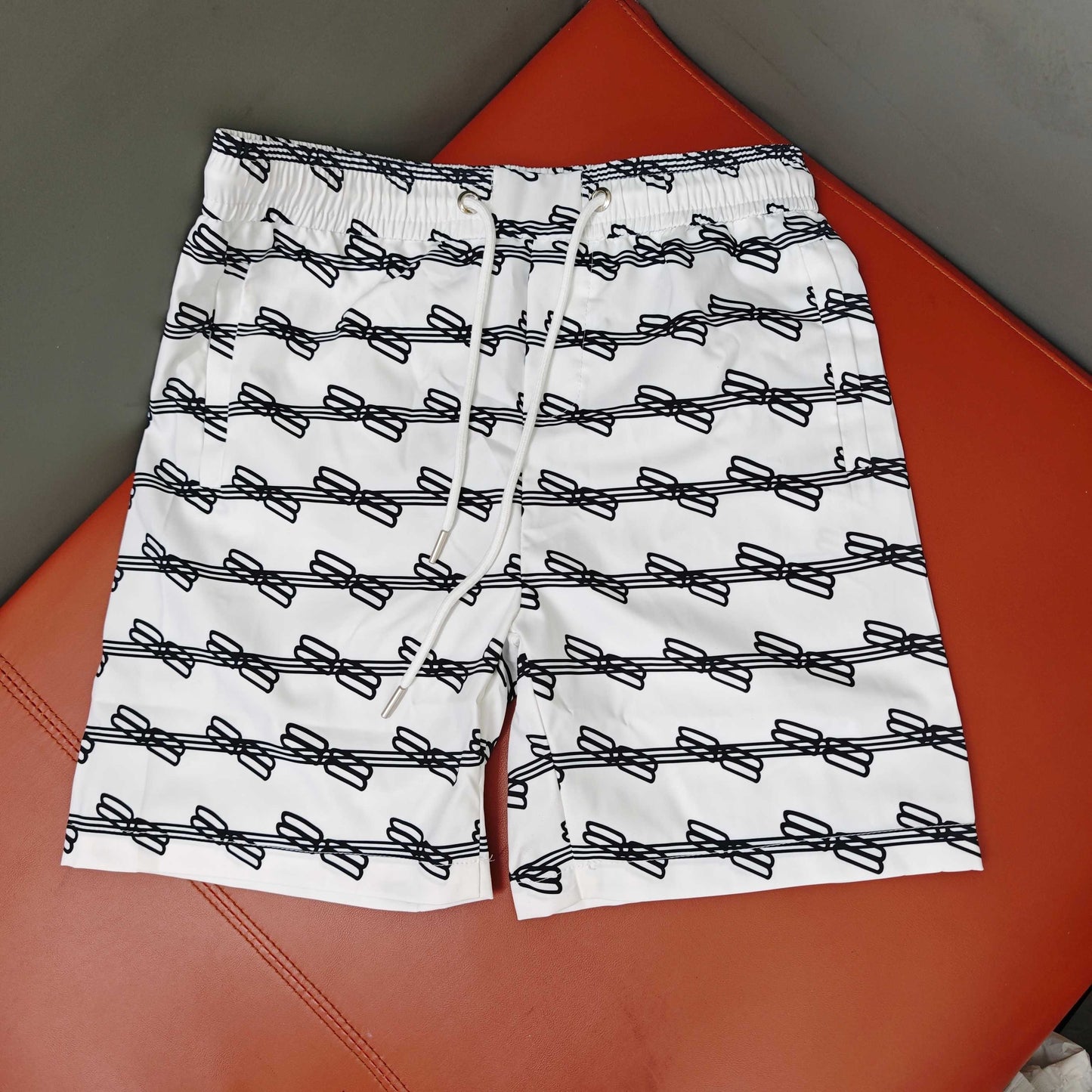 Balenciaga Inspired Men's All-Over Logo Print Quick-Dry Beach Shorts