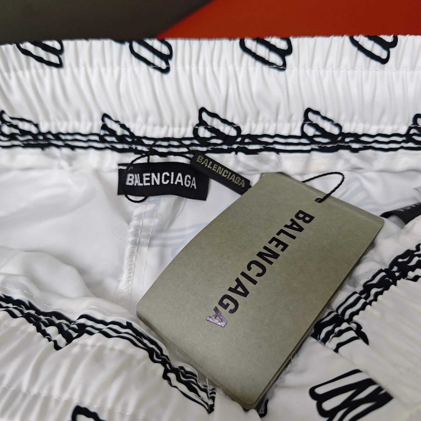 Balenciaga Inspired Men's All-Over Logo Print Quick-Dry Beach Shorts