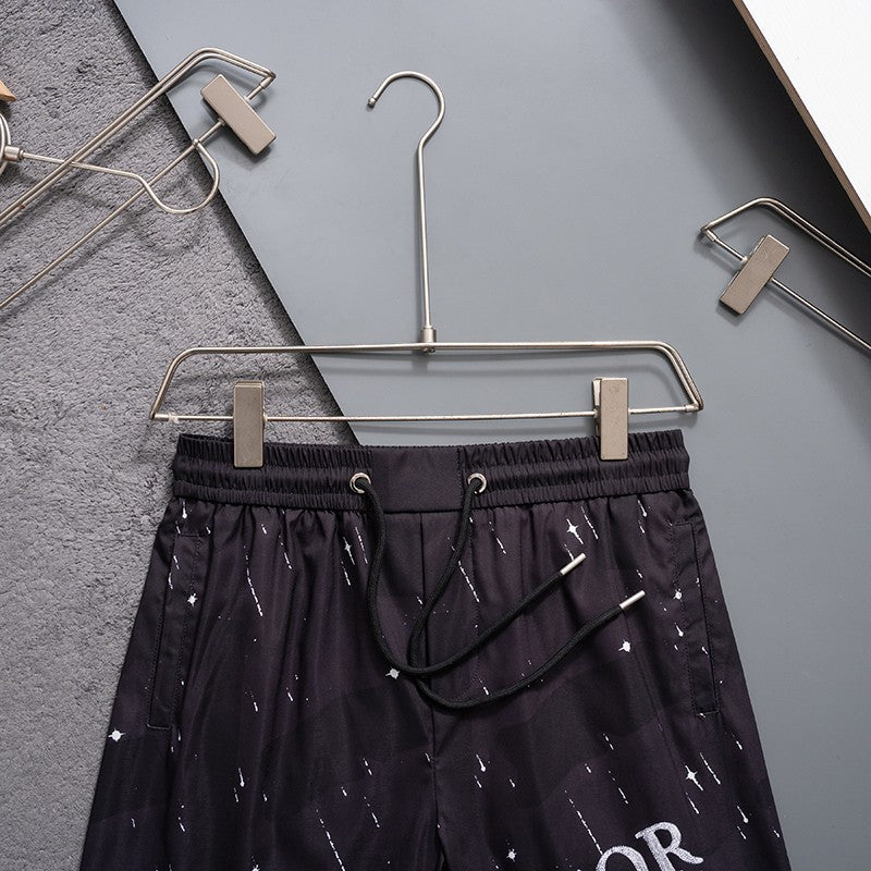 Dior Inspired Men's Speckled Logo Quick-Dry Beach Shorts