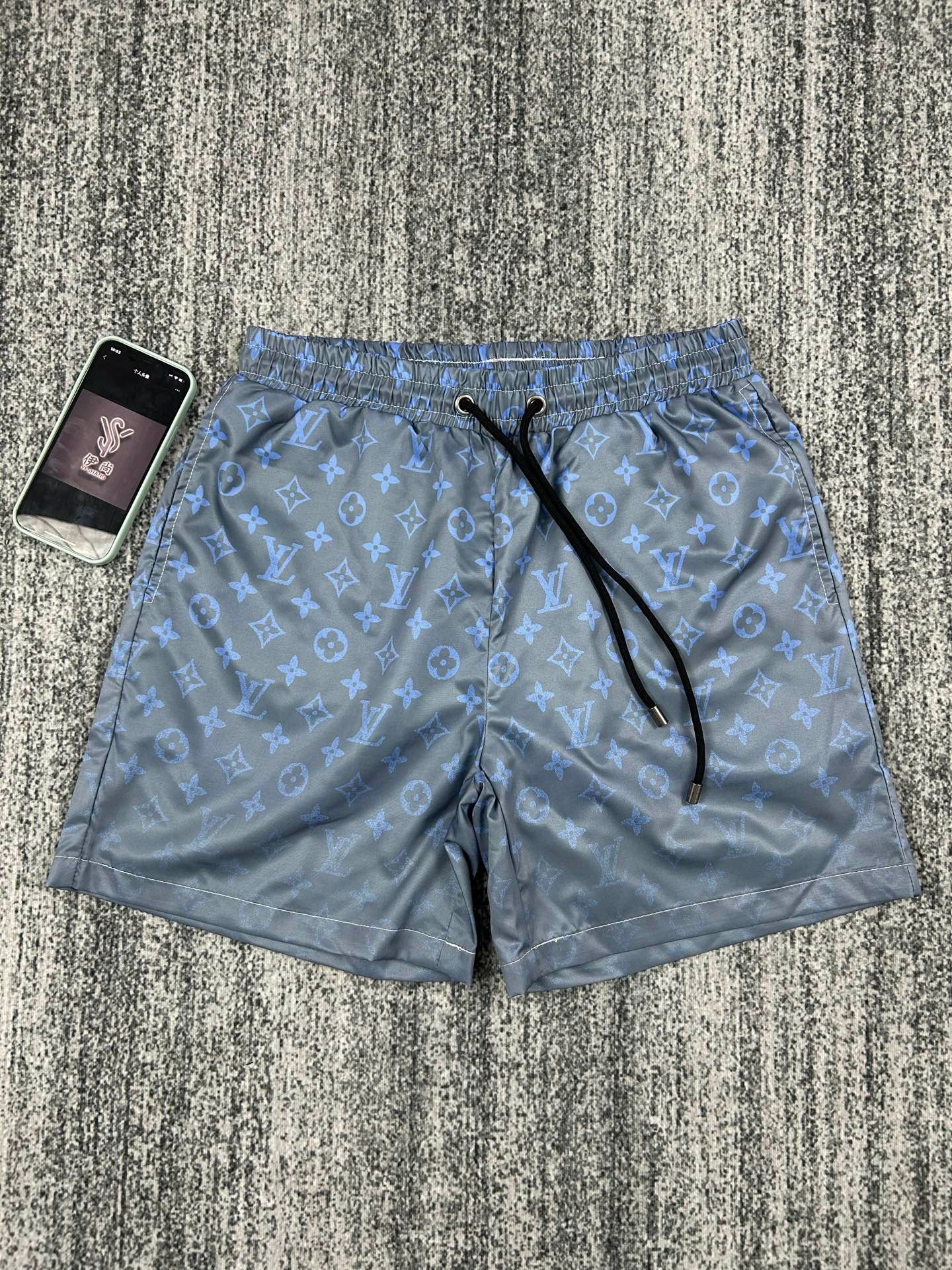 Men's Quick-Dry Swim Shorts with LV-Inspired All-Over Print