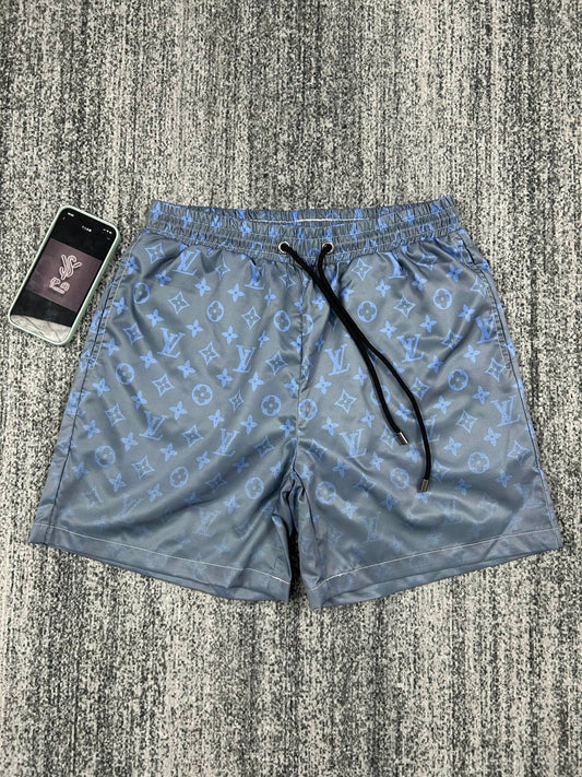 Men's Quick-Dry Swim Shorts with LV-Inspired All-Over Print