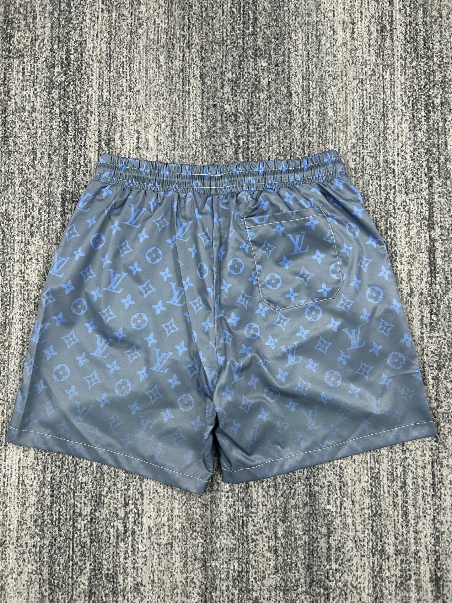 Men's Quick-Dry Swim Shorts with LV-Inspired All-Over Print
