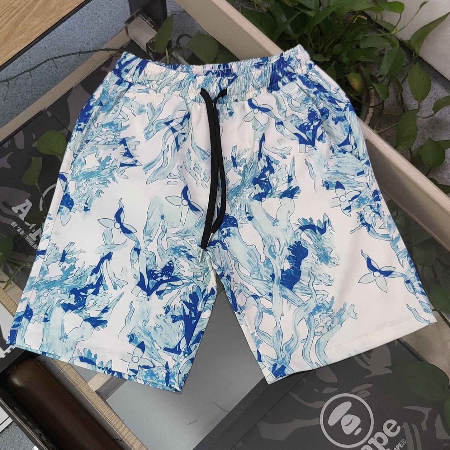 Louis Vuitton Inspired Watercolor Monogram Quick-Dry Couple Beach Shorts
