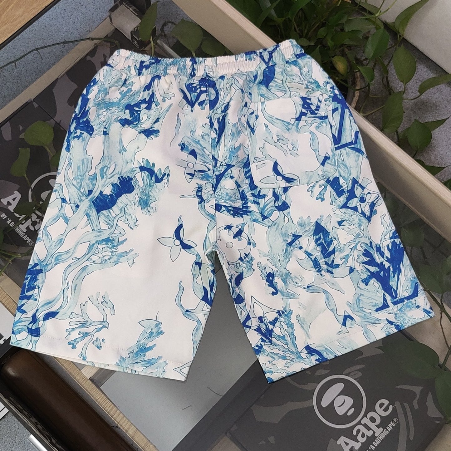 Louis Vuitton Inspired Watercolor Monogram Quick-Dry Couple Beach Shorts