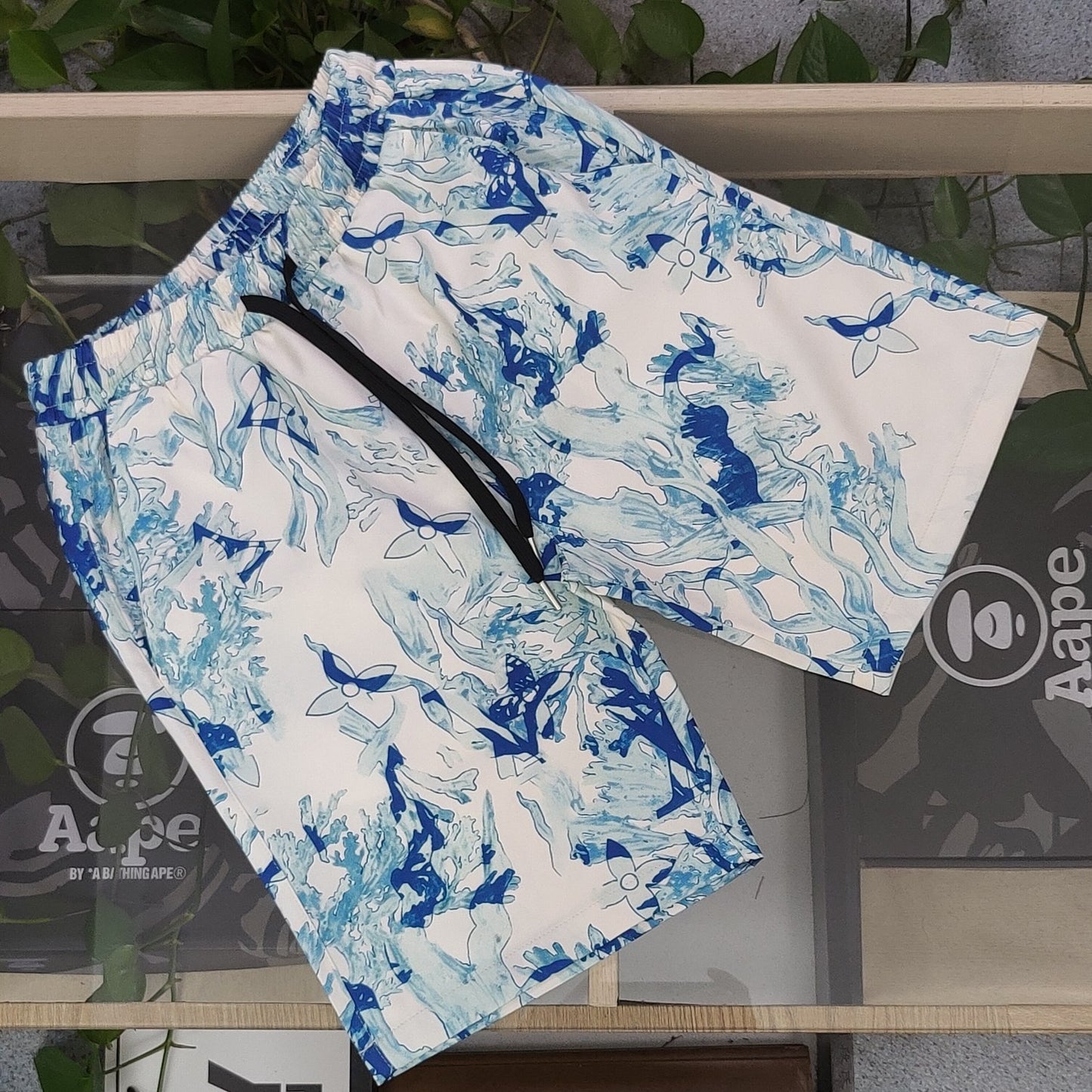 Louis Vuitton Inspired Watercolor Monogram Quick-Dry Couple Beach Shorts