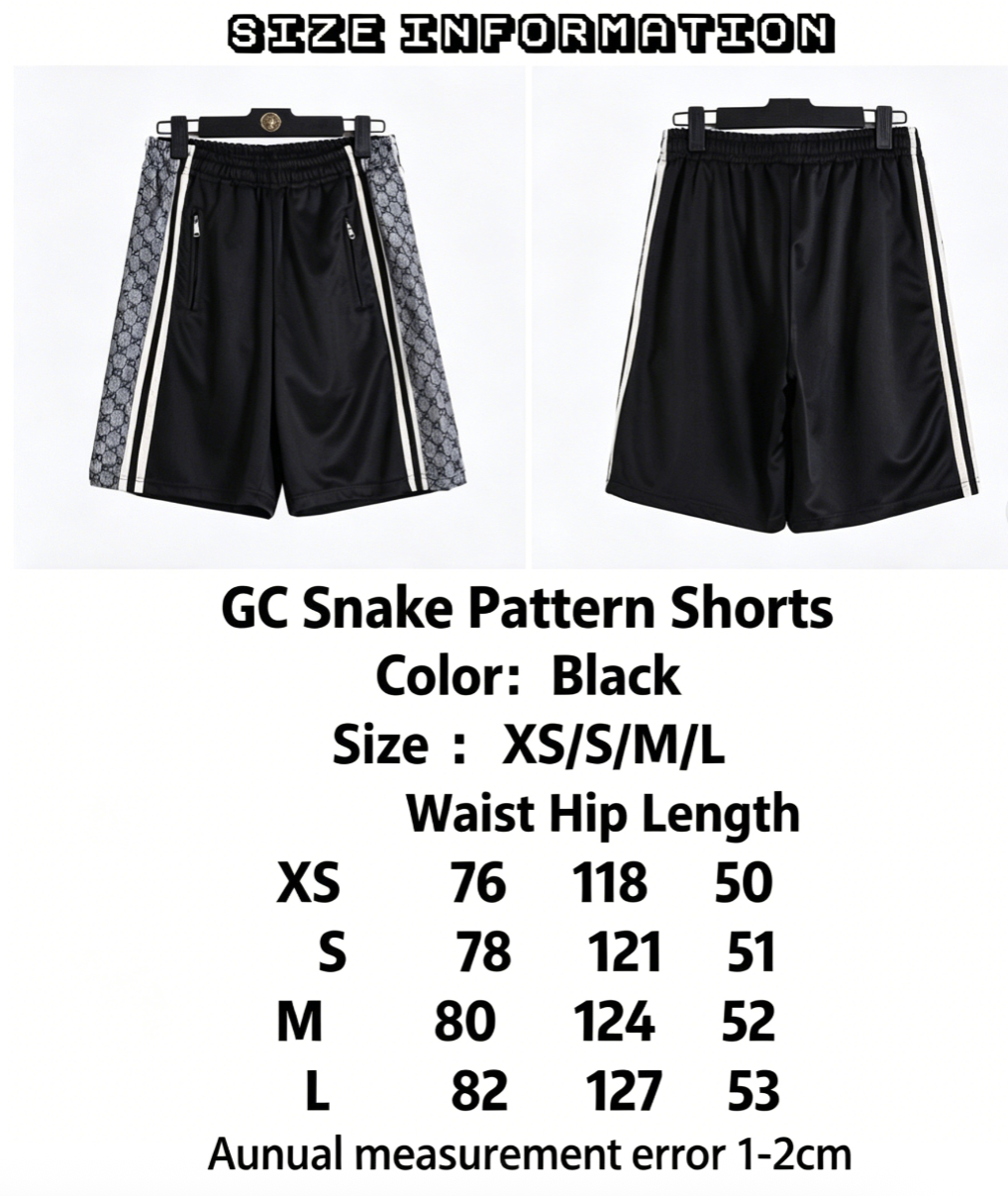 Gucci Inspired GG Snake Print Patchwork Unisex Shorts